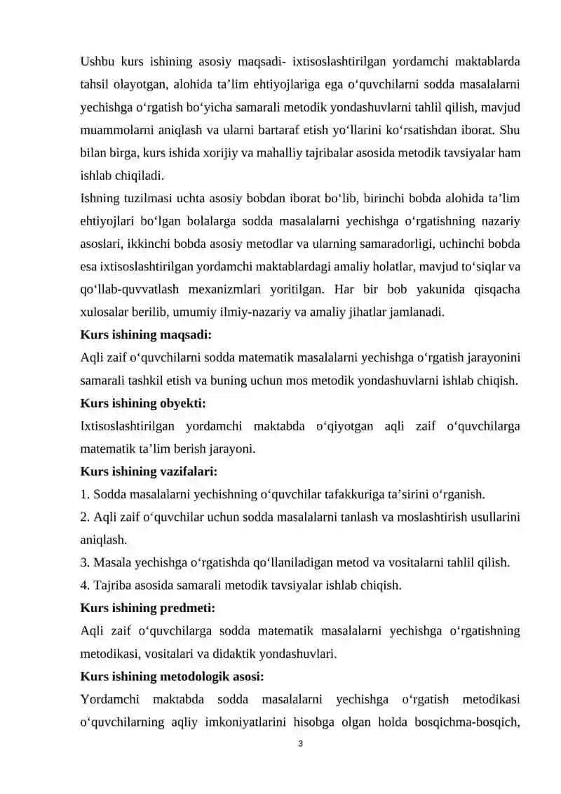 Ixtisoslashtirilgan yordamchi maktabda sodda masalalar yechishga o’rgatish metodikasi 3