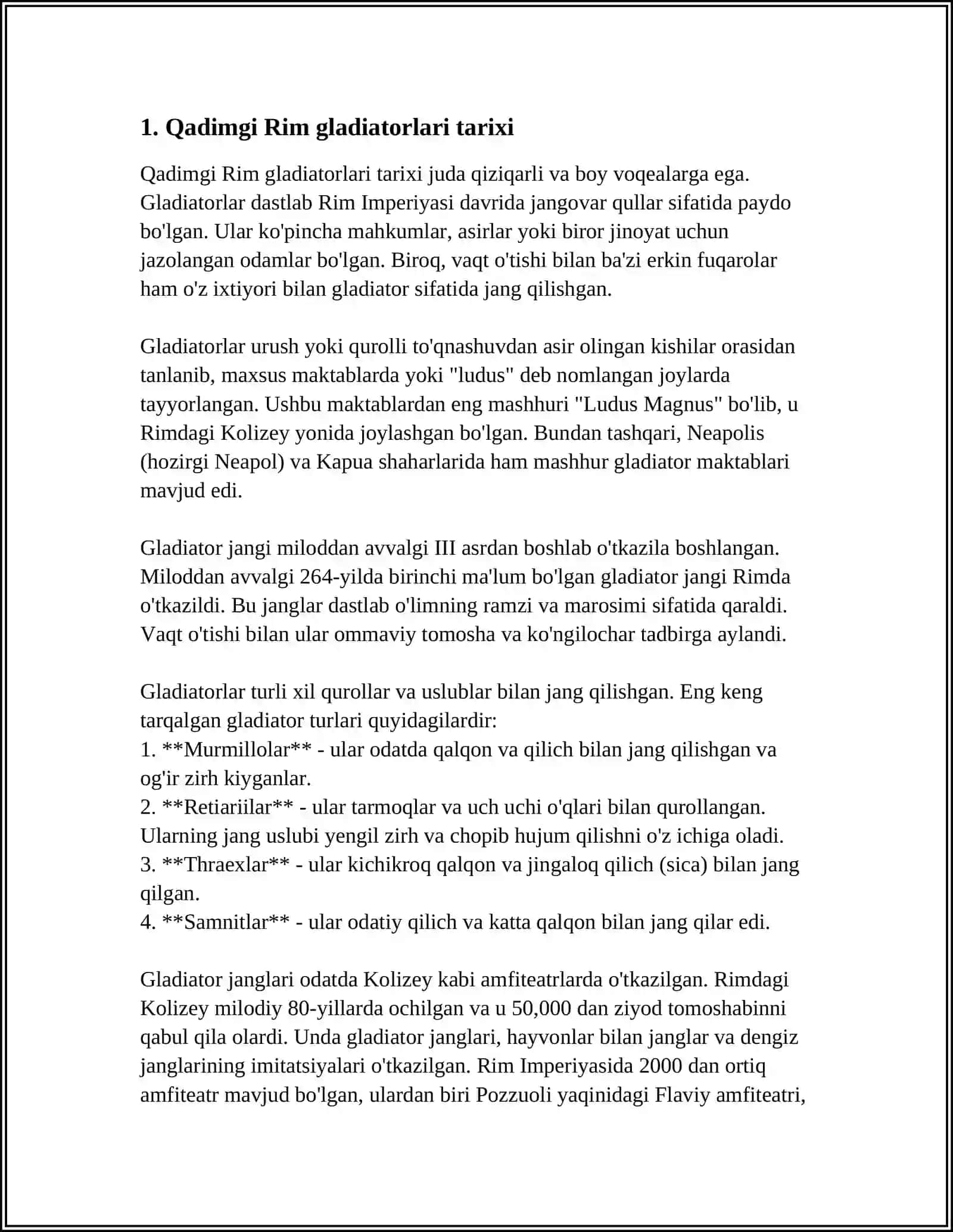 QADIMGI RIMDA GLADIATORLAR MAKTABI 3