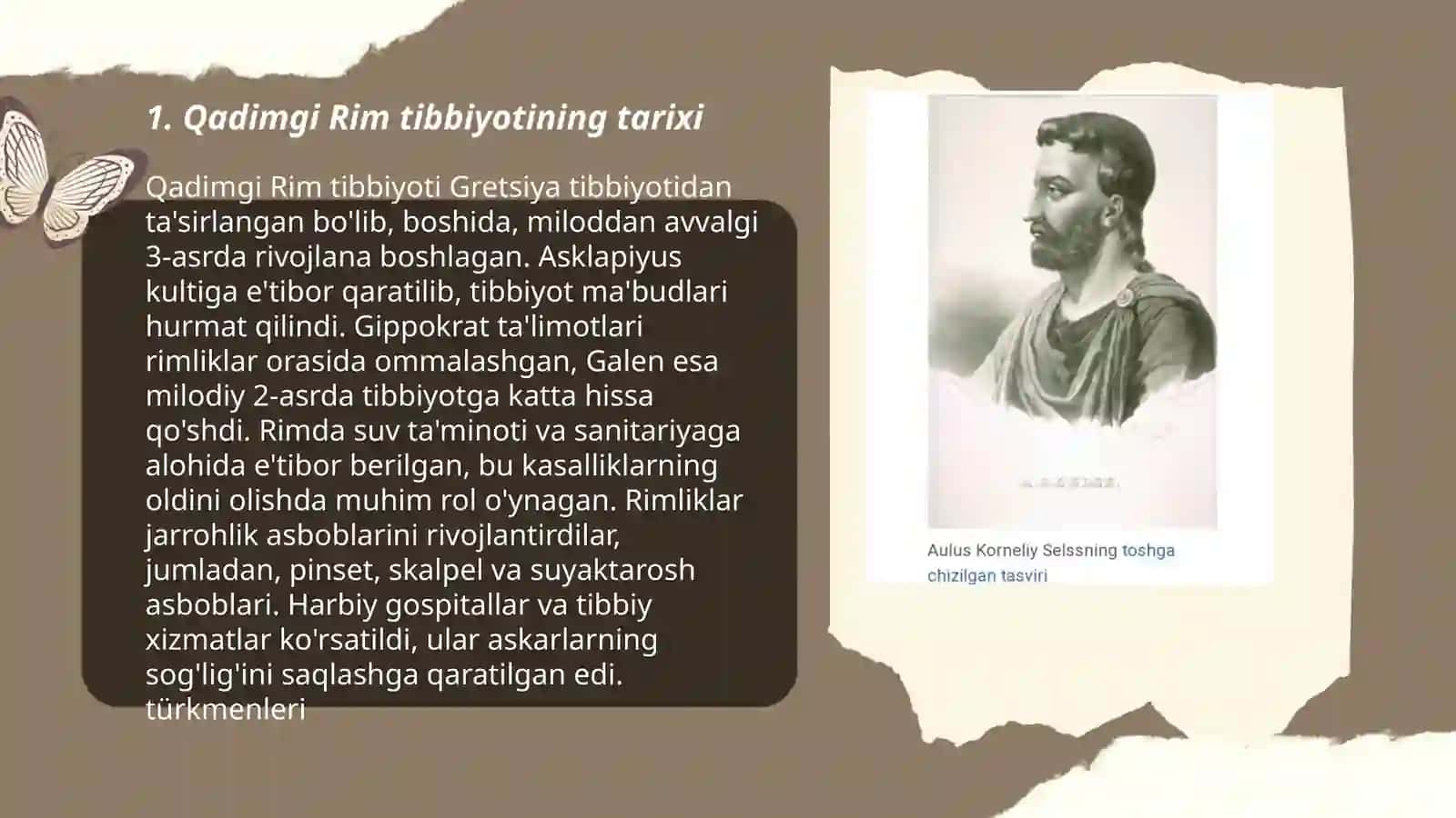 Qadimgi Rim tabiblari.O'rta asrlarda Rim tabiblari.Tabiblar faoliyati 3