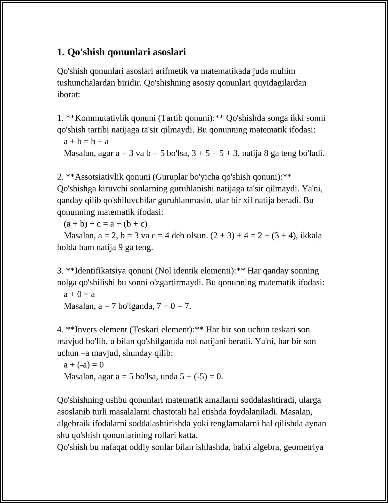 QO'SHISH QONUNLARI 3