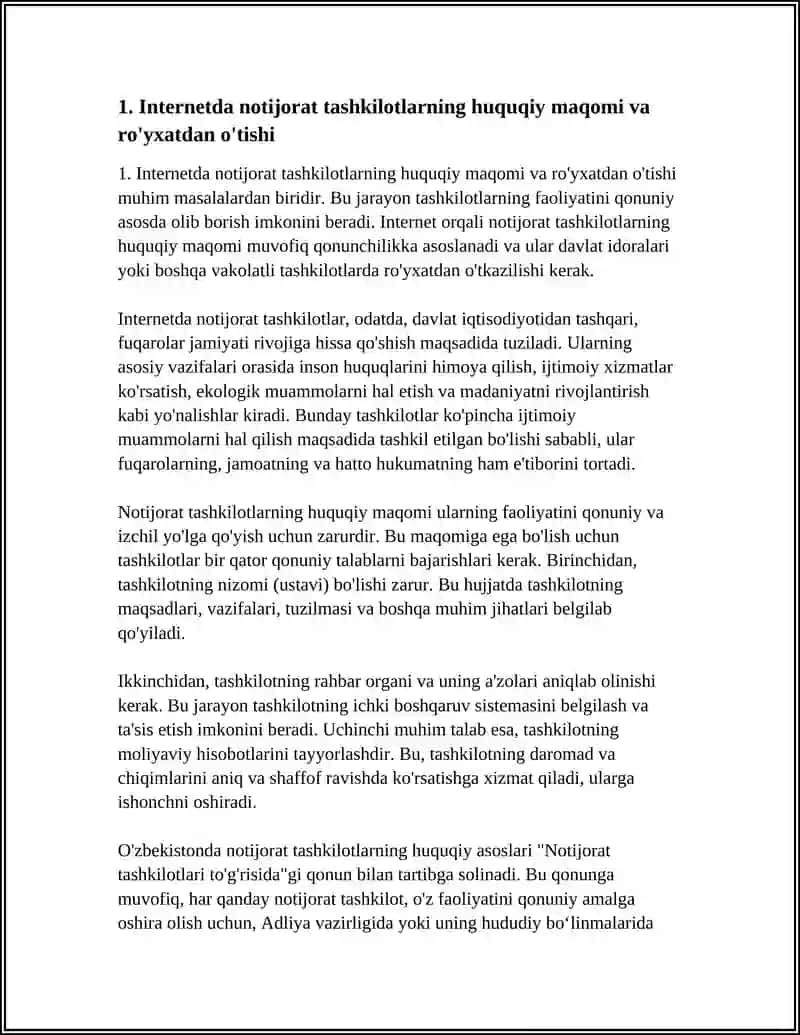 Internetda notijorat tashkilotlarning huquqiy maqomi va ro'yxatdan o'tishi 3