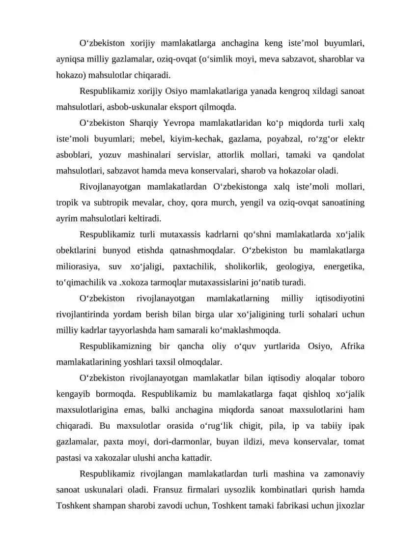 O‘zbekistonning tashqi iqtisodiy aloqalari 3