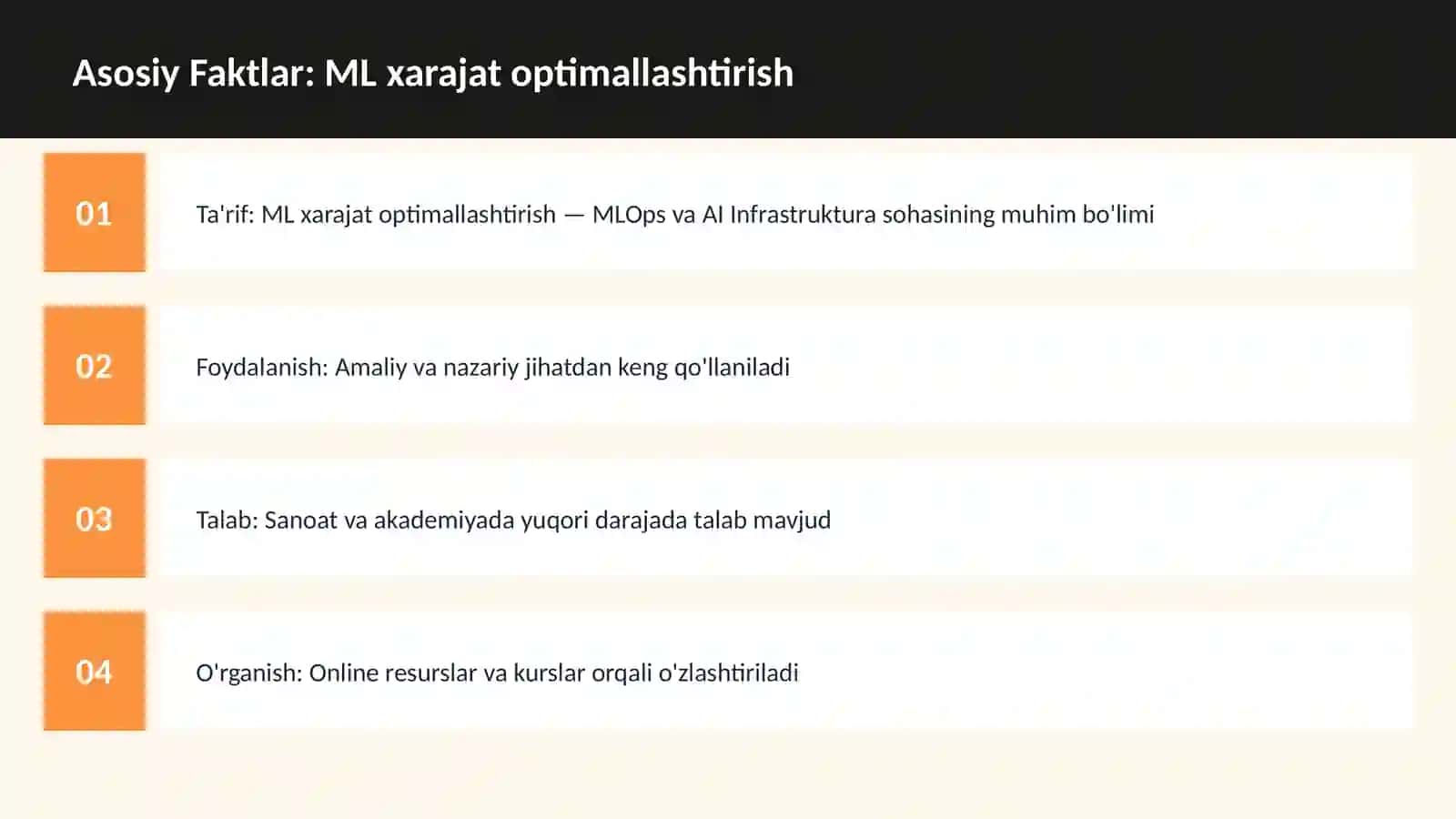 ML xarajat optimallashtirish 3