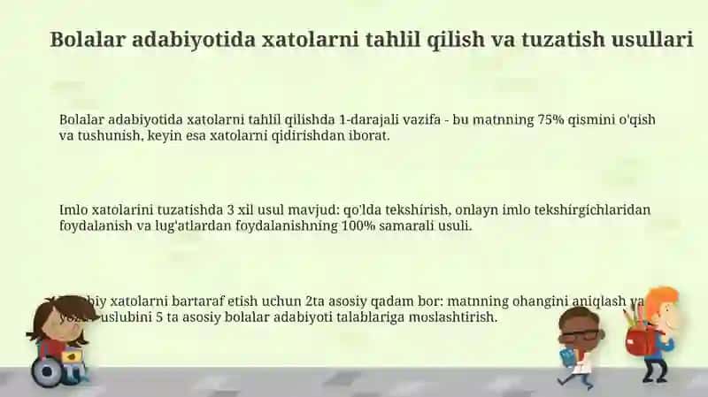 Bolalar adabiyoti namunalari asosida matnni tuzatish usullari 3