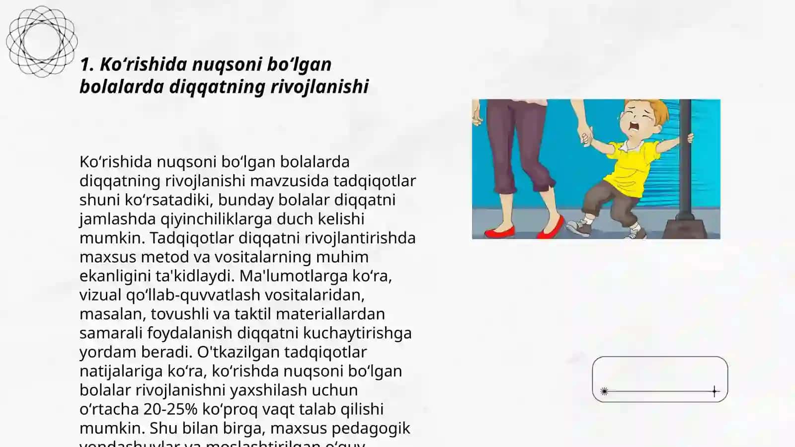 Koʻrishida nuqsoni boʻlgan bolalarda diqqatning rivojlanishi 3