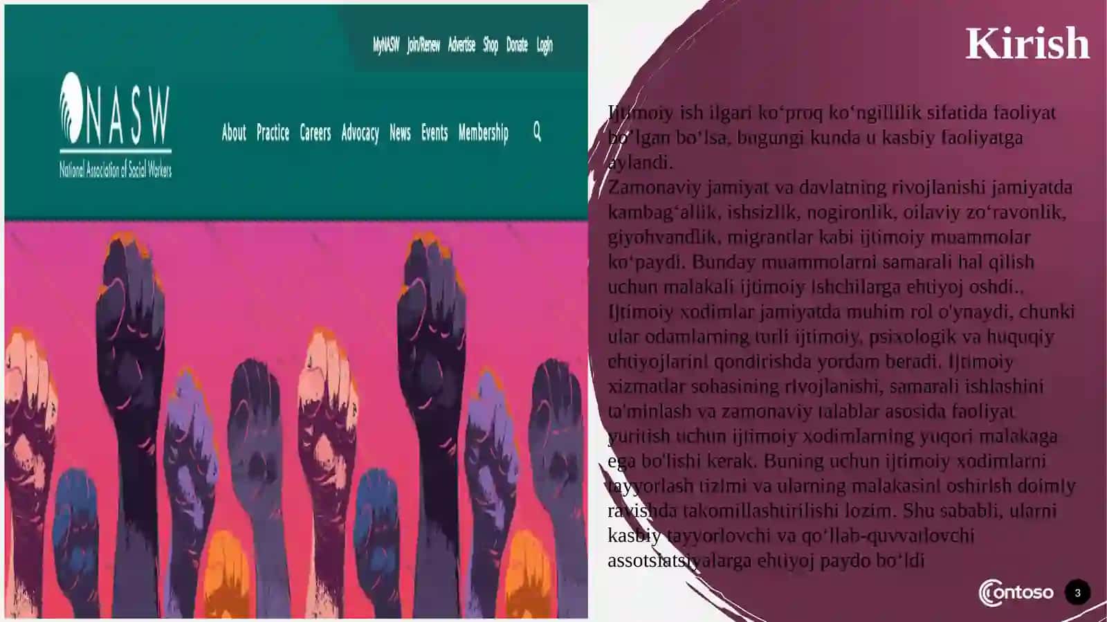 Ijtimoiy ish xodimlarining milliy assotsatsiyalari va konsultativ ish 3