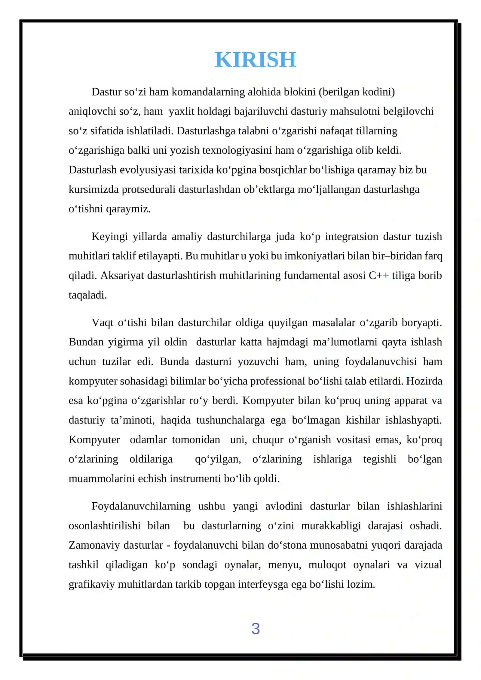 “TANLASH YOKI AJRATILGAN ORALIQ ASOSIDA SARALASH USULLARI” MAVZUSIDAGI KURS ISHI 3