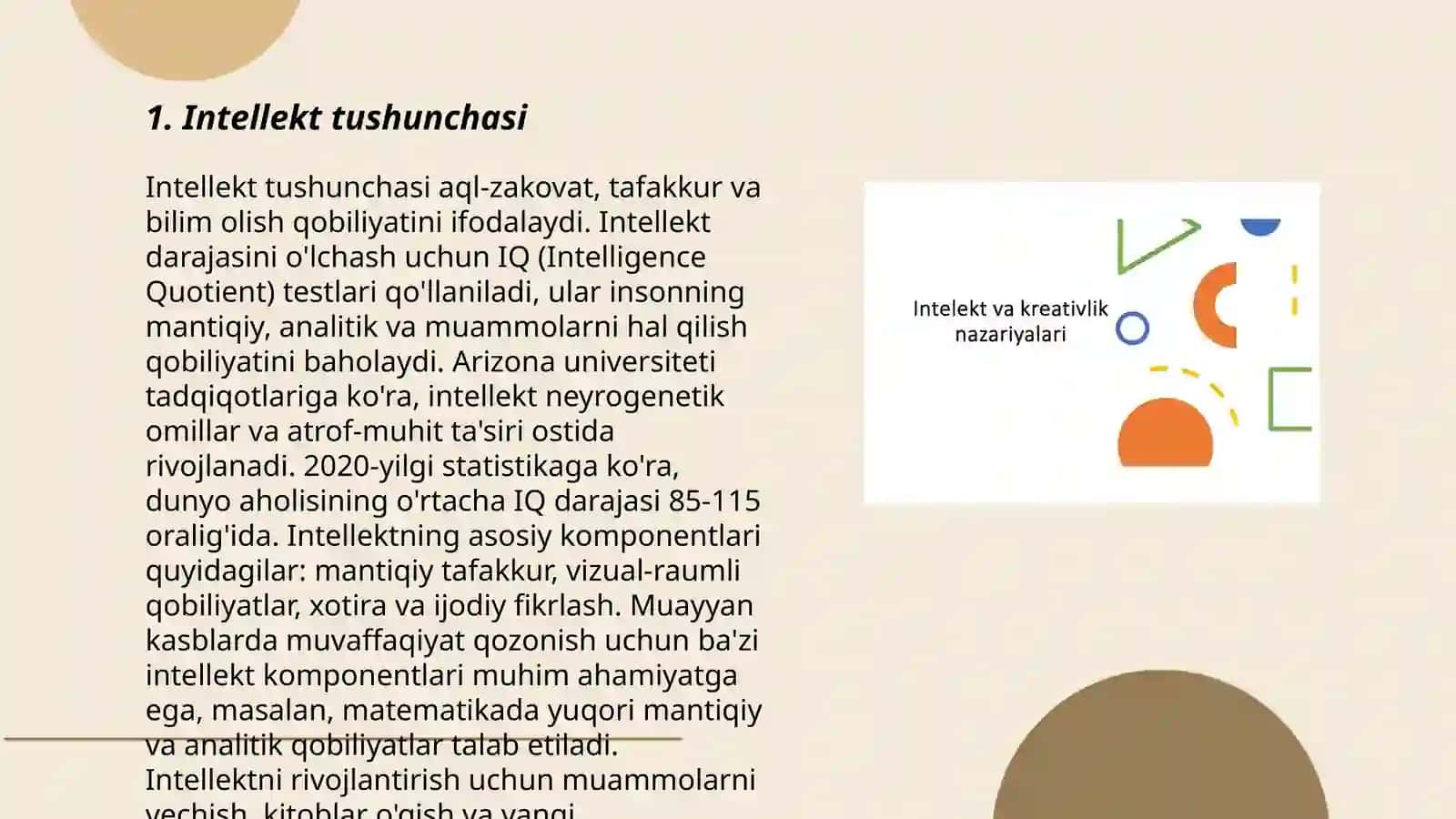 Intelekt va kreativ nazariyalari 3