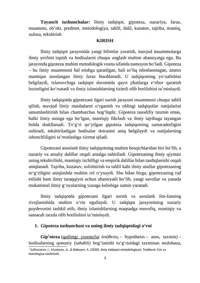 ILMIY TADQIQOTDA GIPOTEZANI ILGARI SURISH VA ASOSLASH 3