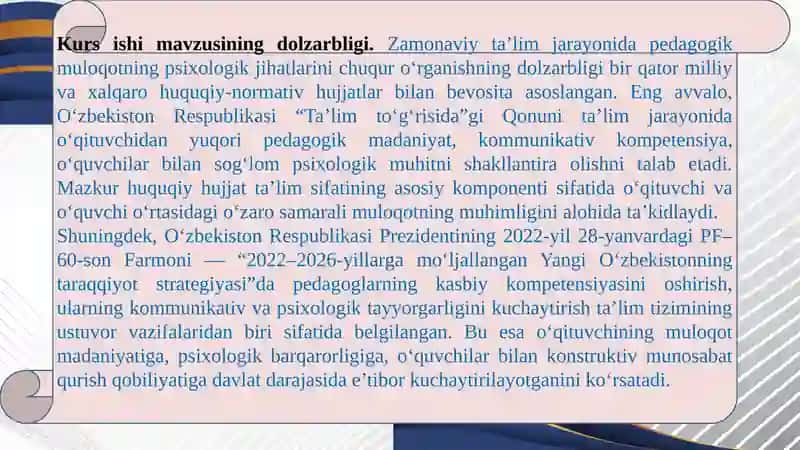PEDAGOGIK MULOQOT PSIXOLOGIYASI VA UNING O‘QITUVCHI SHAXSIDA NAMOYON BO‘LISHI 3