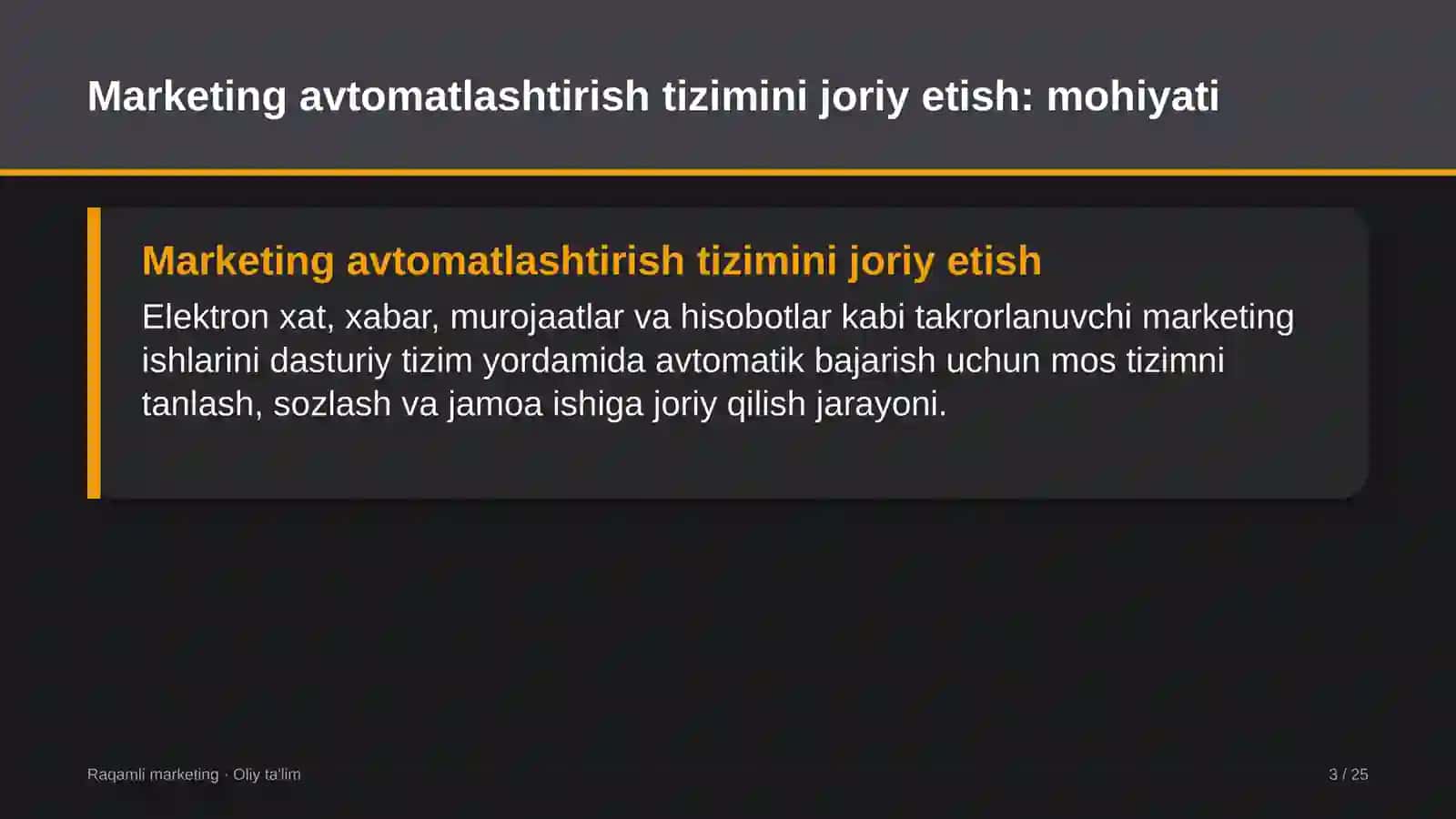 Ma'lumotlar markazlarida marketing avtomatlashtirish tizimlarini joriy etish 3