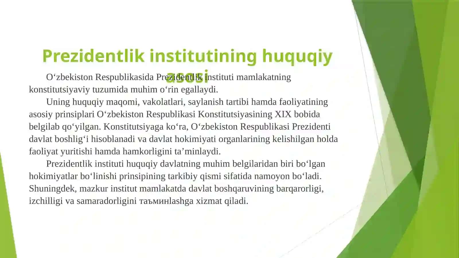 Oʻzbekiston Respublikasi Prezidenti — davlat boshligʻi 3
