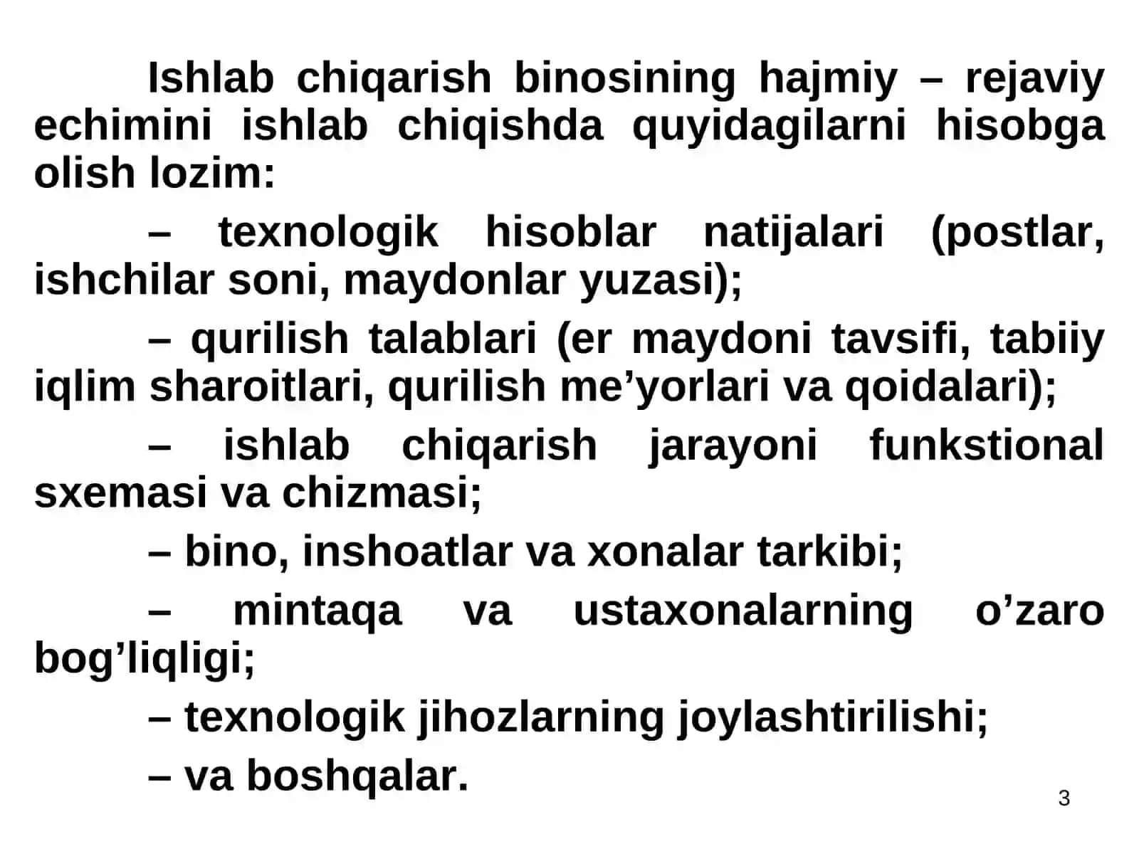 Ishlab chiqarish mintaqalari va ustaxonalarini texnologik rejalashtirish 3