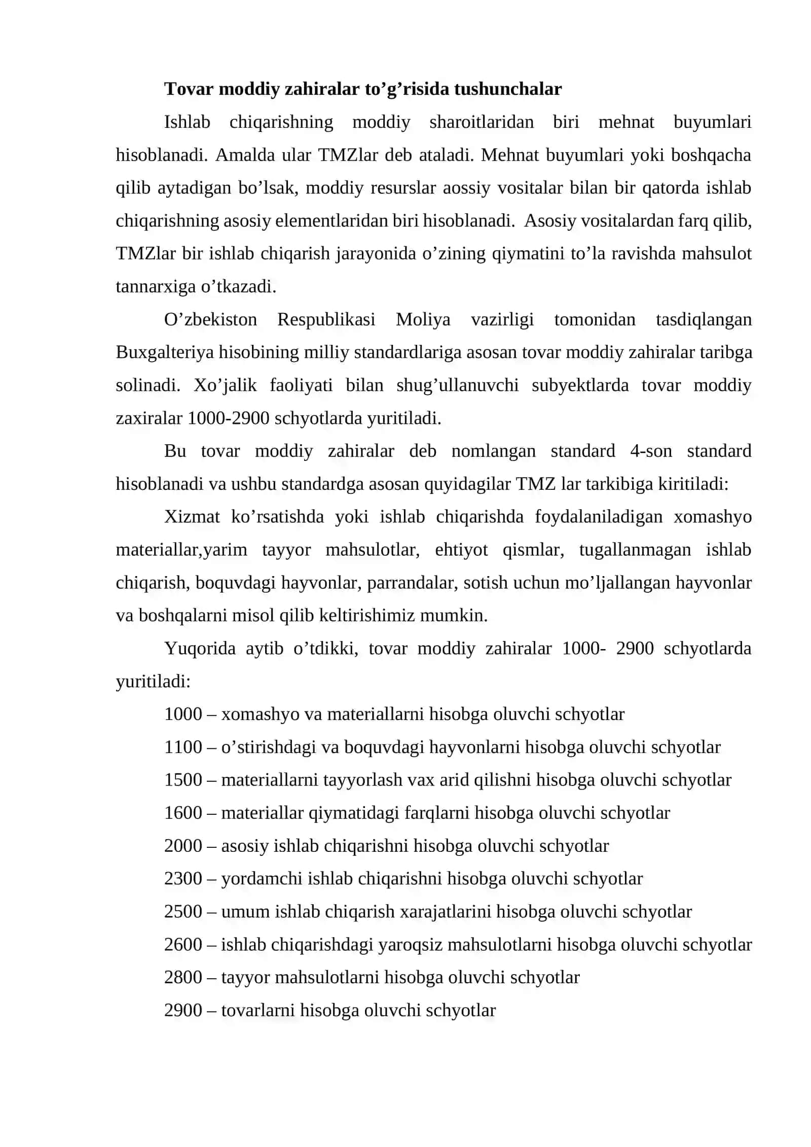 Tovar moddiy zahiralar tannarxini aniqlash va tovarlar qiymatini baholash usulllari 3