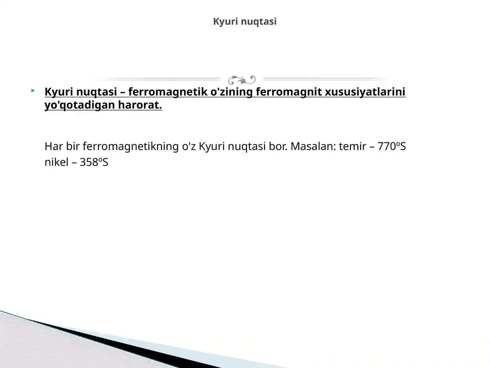 Fizika - Ferromagnetizm va Kyuri nuqtasi 3