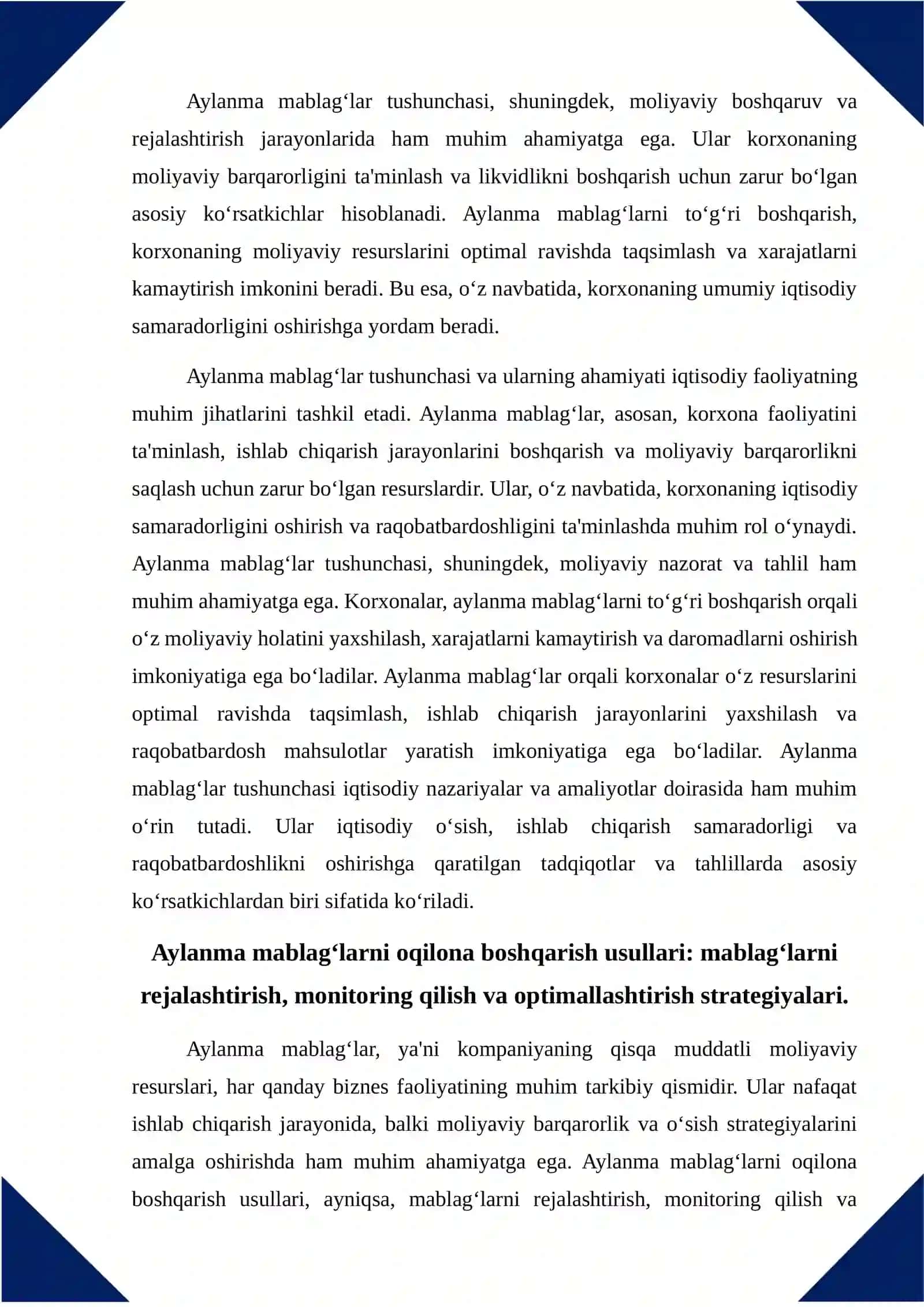 Aylanma mablag‘lardan oqilona foydalanish va ularni boshqarish 3