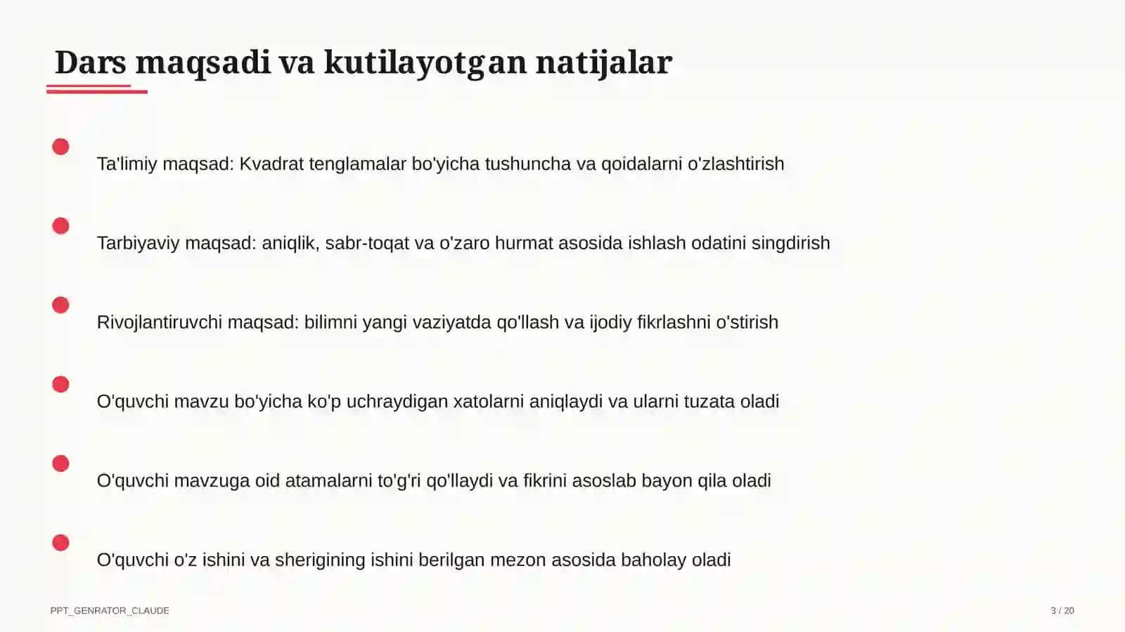 Kvadrat tenglamalar (8-sinf) 3