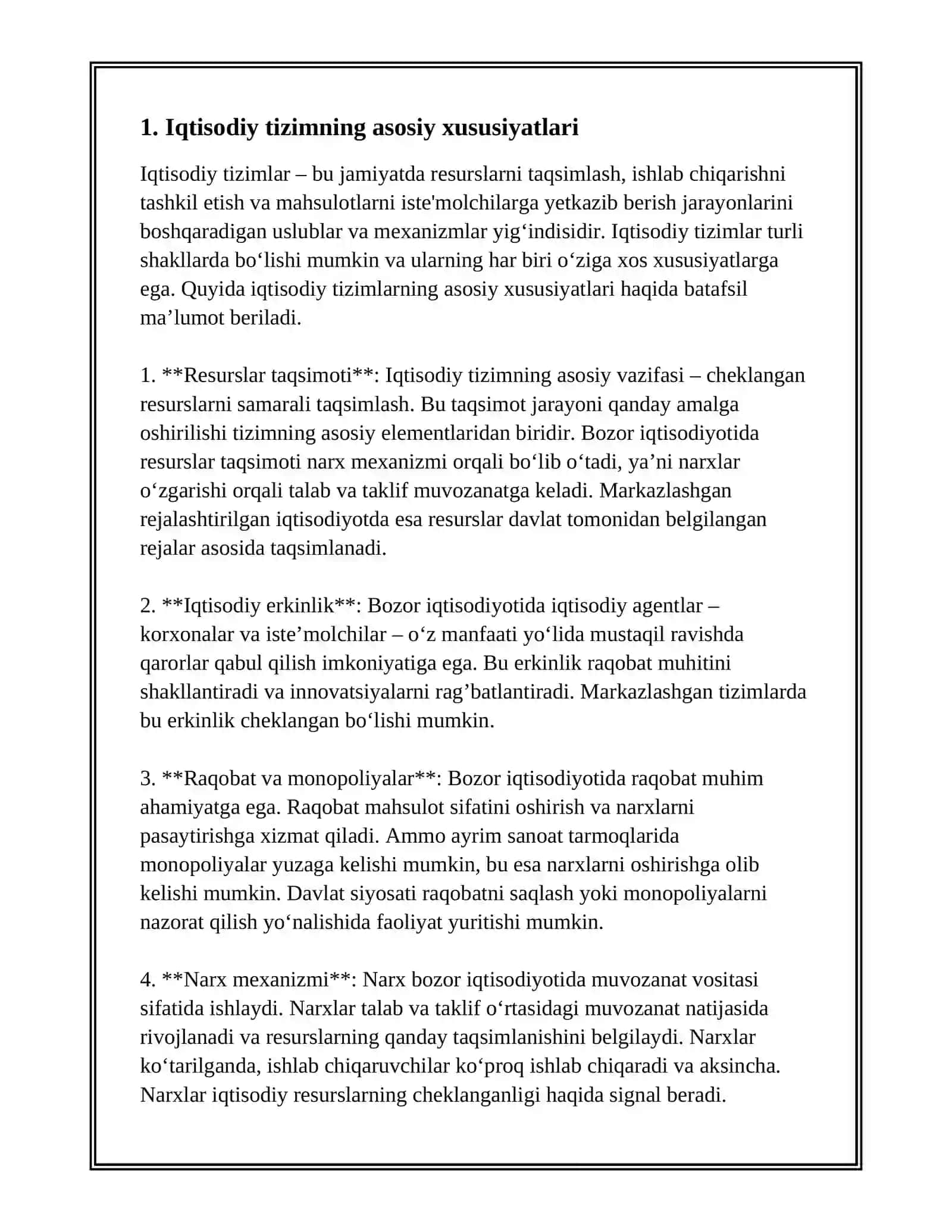 ÒZBEKISTON RESPUBLIKASI IQTISODIY TIZMI VA HUQUQIY ASOSI 3