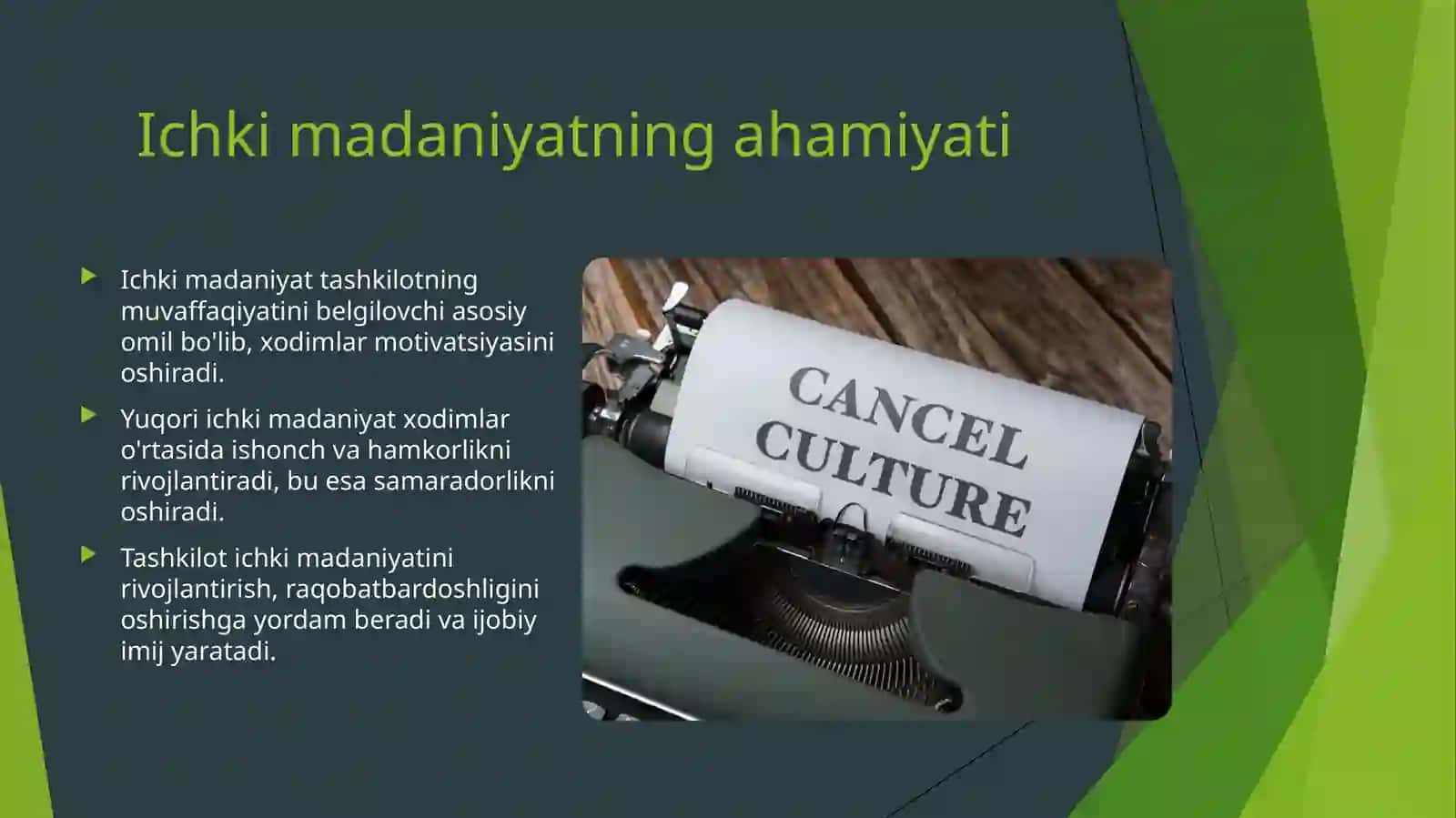 Tashkilot ichki madaniyati va rahbar roli 3