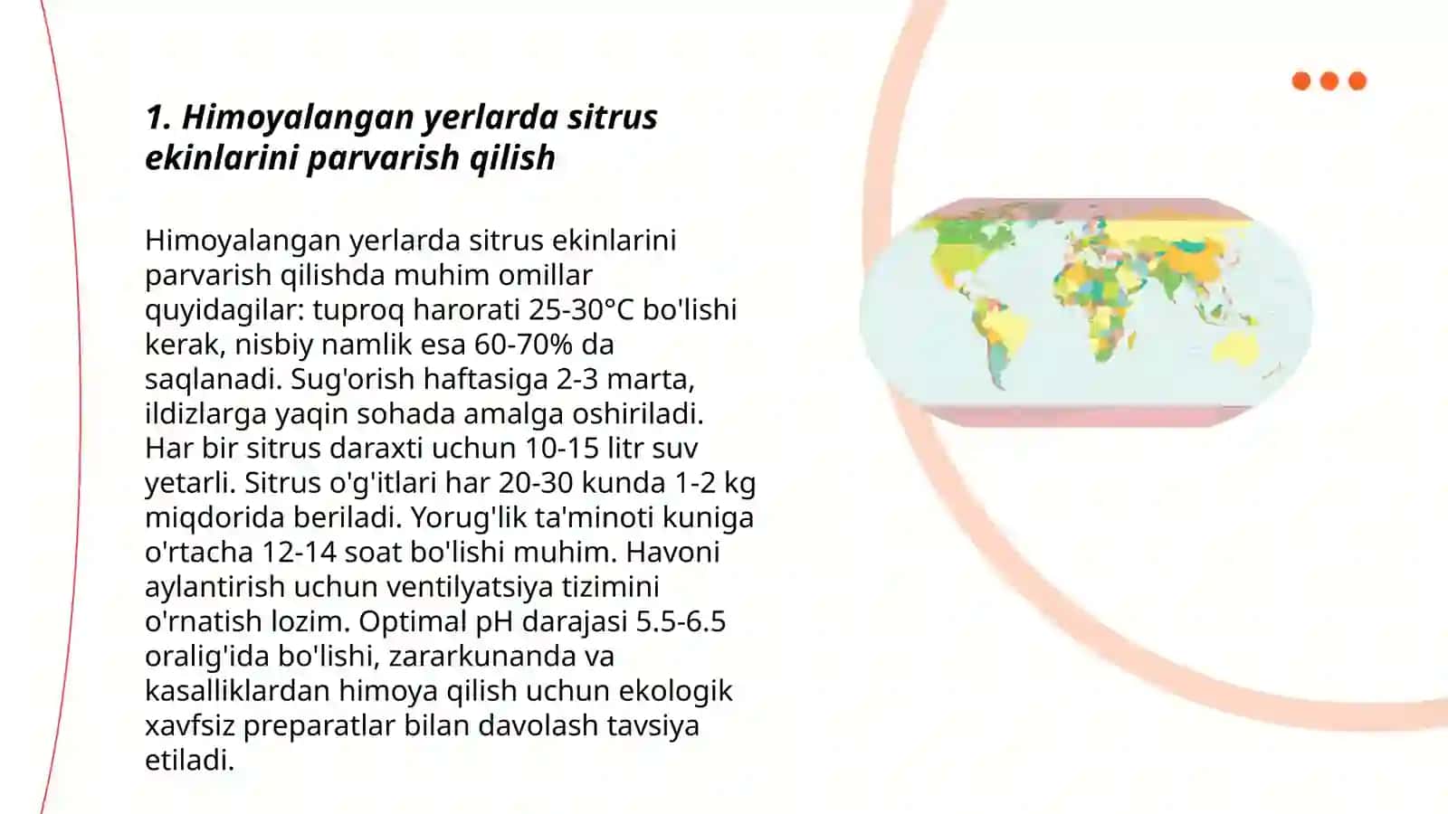 Himoyalangan yerlarda sitruz va subtropik meva ekinlarini o'stirish 3