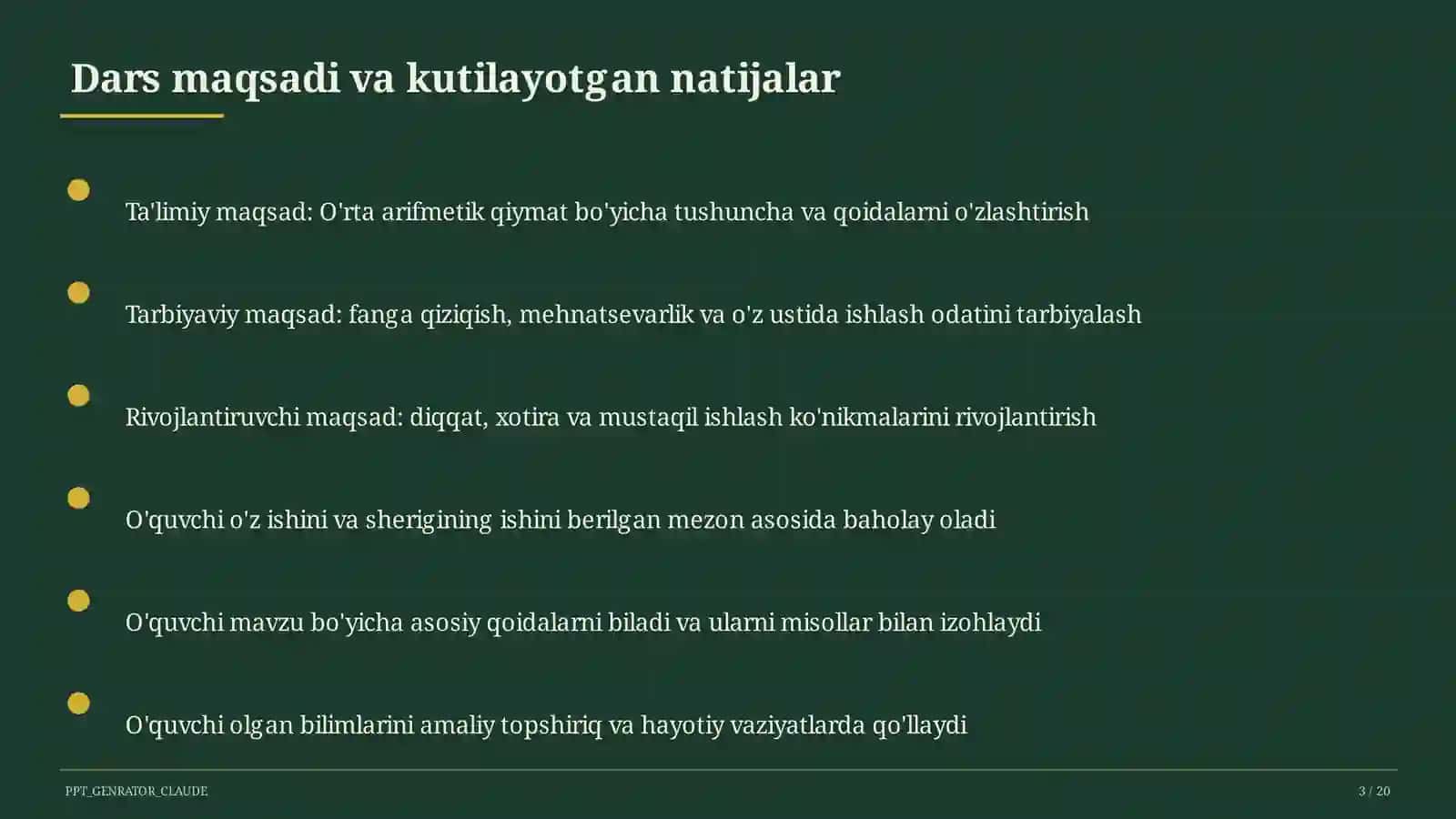 O'rta arifmetik qiymat (5-sinf) 3