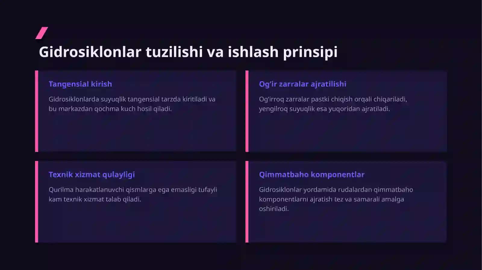 Gidrosiklonlar tuzilishi va ishlash prinsipi 3