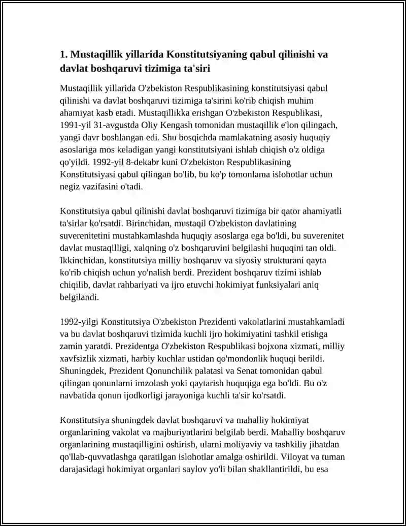 MUSTAQILLIK YILLARIDA DAVLAT BOSHQARUVI TIZIMIDA AMALGA OSHIRILGAN ISLOHOTLAR 3
