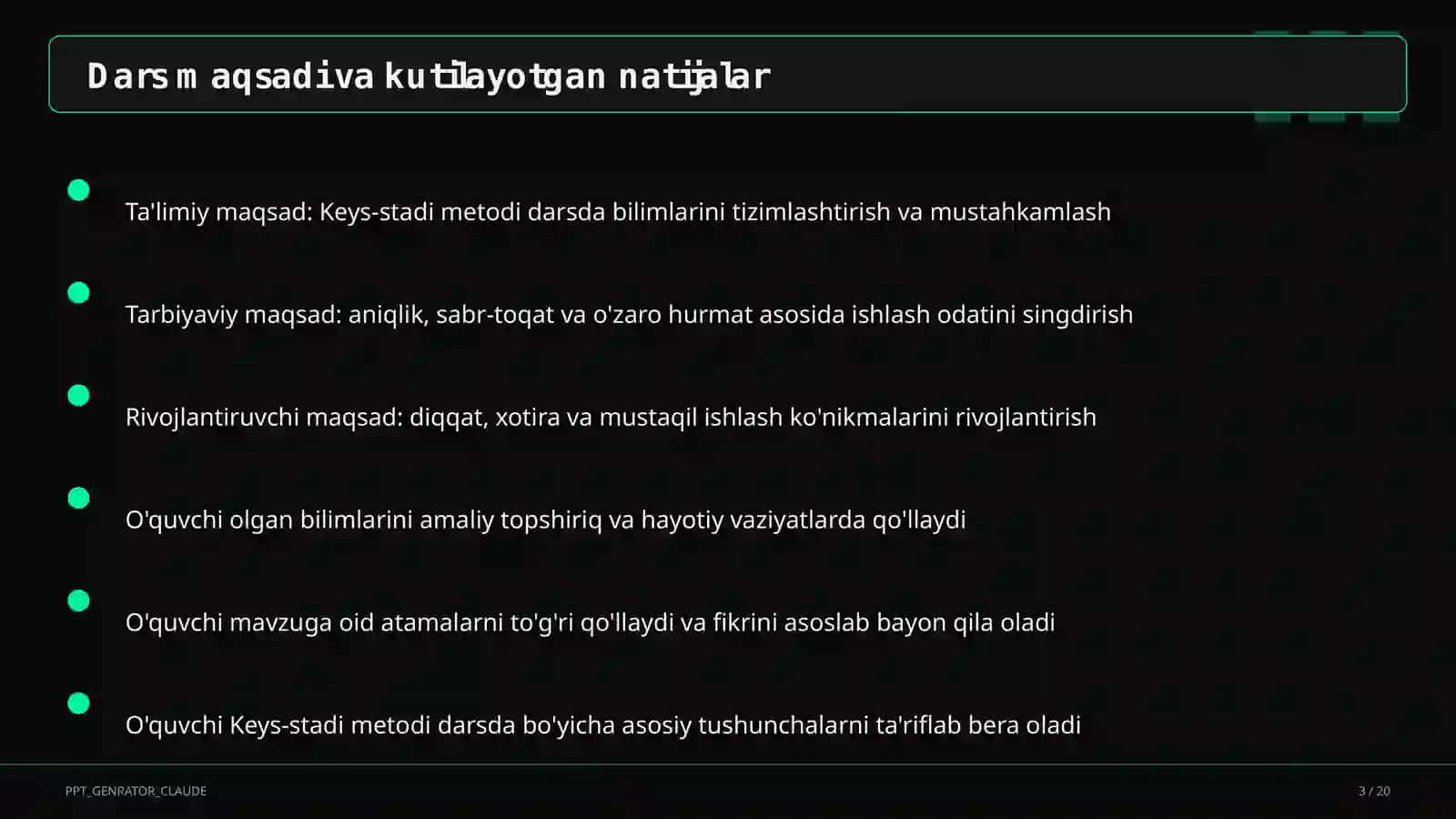 Keys-stadi metodi darsda 3