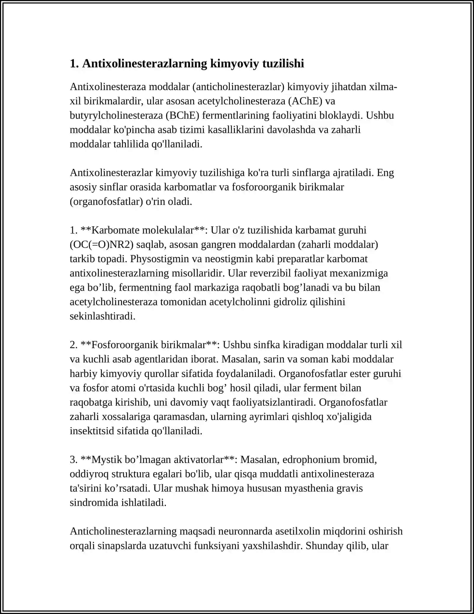 ANTIXOLINESTEROZ MODDALAR 3