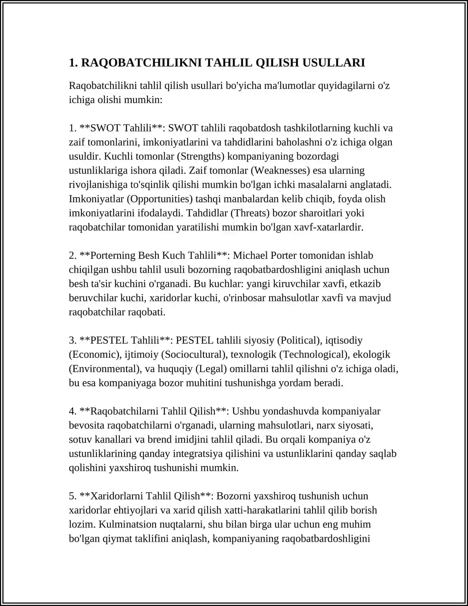 RAQOBATCHILIKNI BAHOLASH USULLARI 3