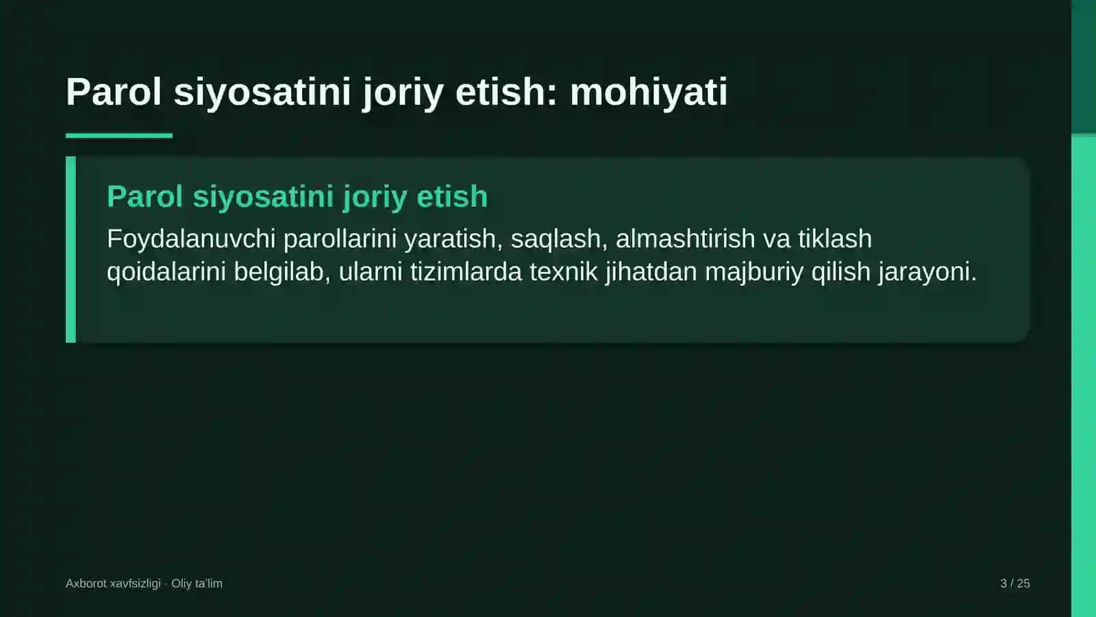 Bog'dorchilikda parol siyosatini joriy etish 3