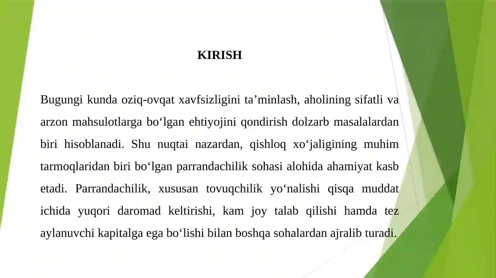 PARRANDACHIK (TOVUQ) FAOLIYATINI OLB BORISH BO’YICHA BIZNES REJASI 3