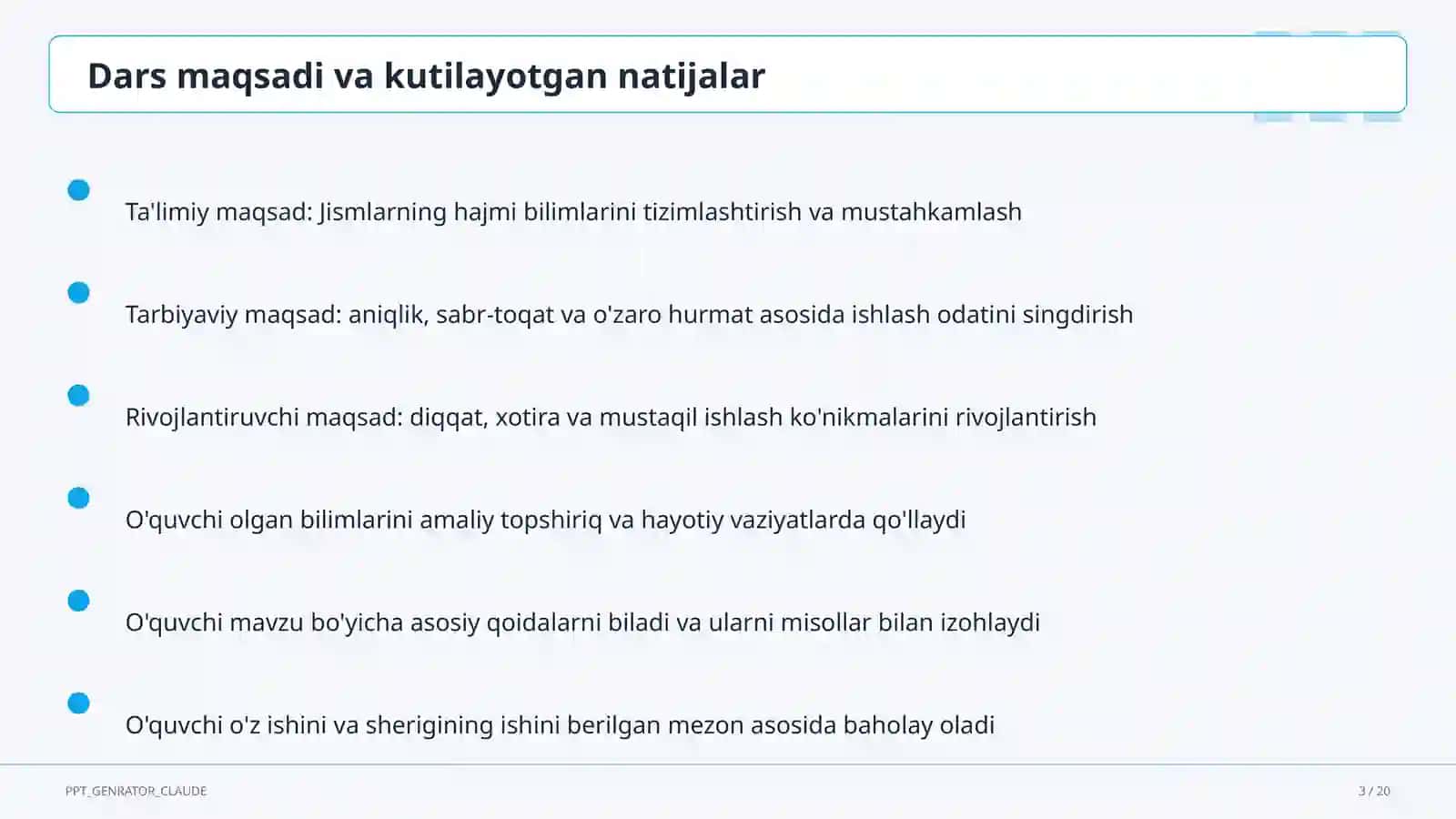 Jismlarning hajmi (11-sinf) 3