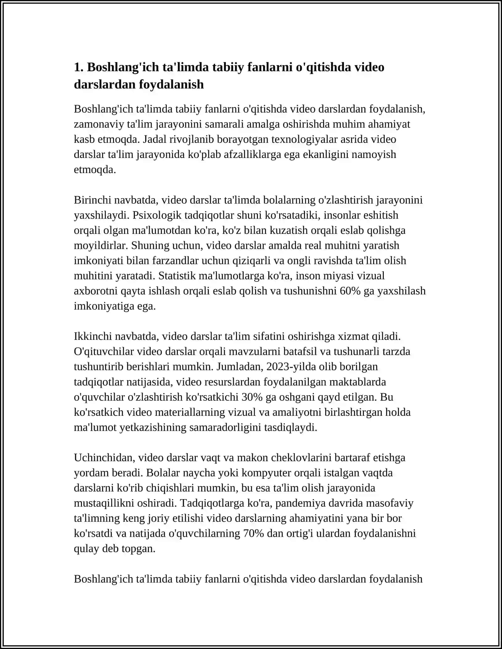 BOSHLANĞICH TA'LIM TABIIY FANLARI DARSLARIDA ÕQUV VOSITALARI MULTIMEDIA VA DIDATIK MATERALLAR FOYDALANISH METODIKASI 3
