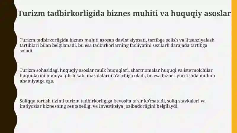 Turizm tadbirkorligidabiznes-muhitvahuquqiyasoslar 3