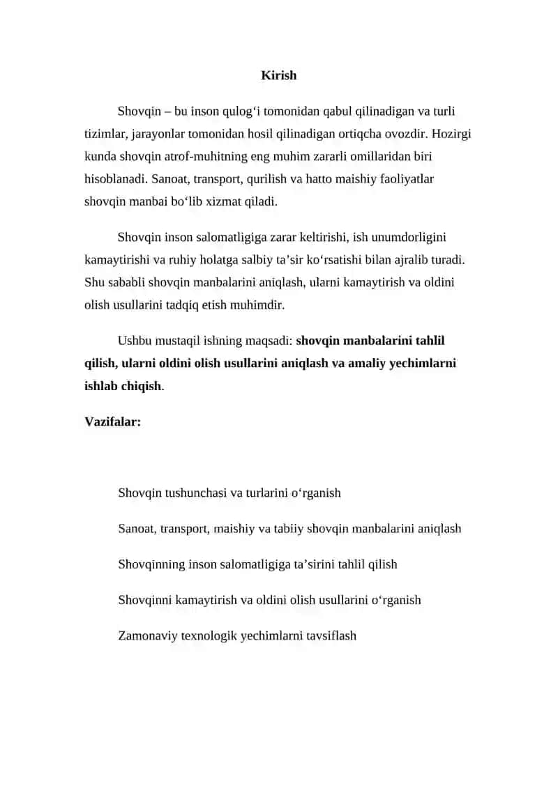 Shovqin manbalari va ularni oldini olish usullari hamda yechimlari. 3