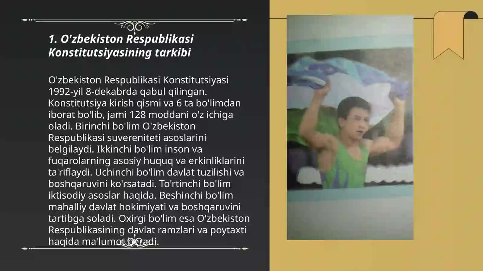 O'zbekiston Respublikasining Konstitutsiyasi davlatning huquqiy asosi 3