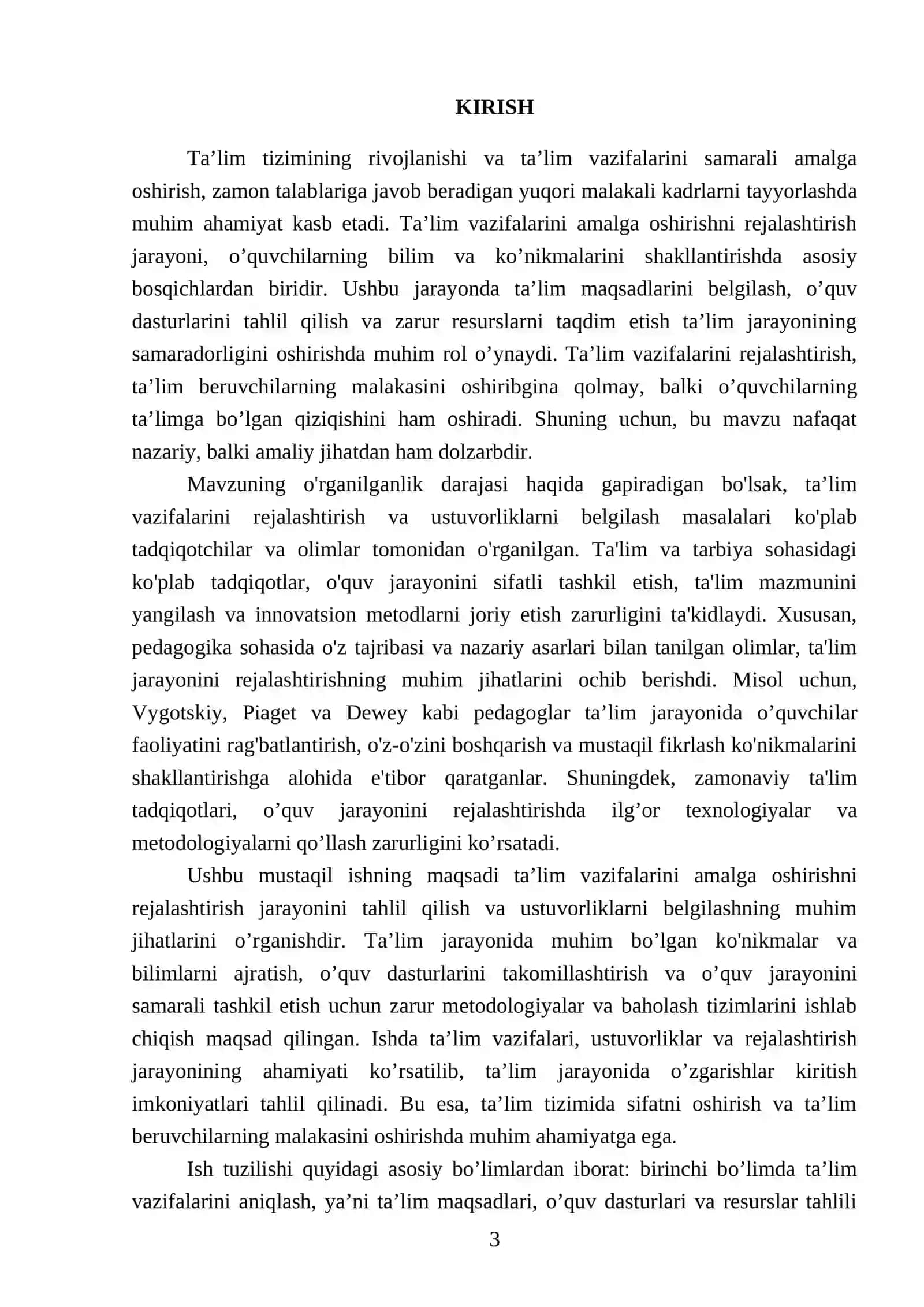Ta’lim vazifalarini amalga oshirishni rejalashtirish va ustuvorliklarini belgilash 3