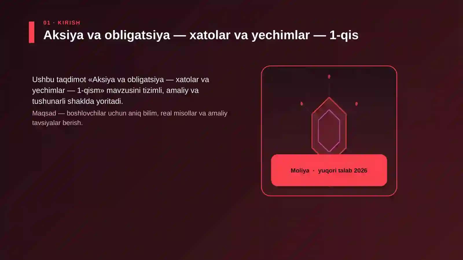 Aksiya va obligatsiya — xatolar va yechimlar — 1-qis 3