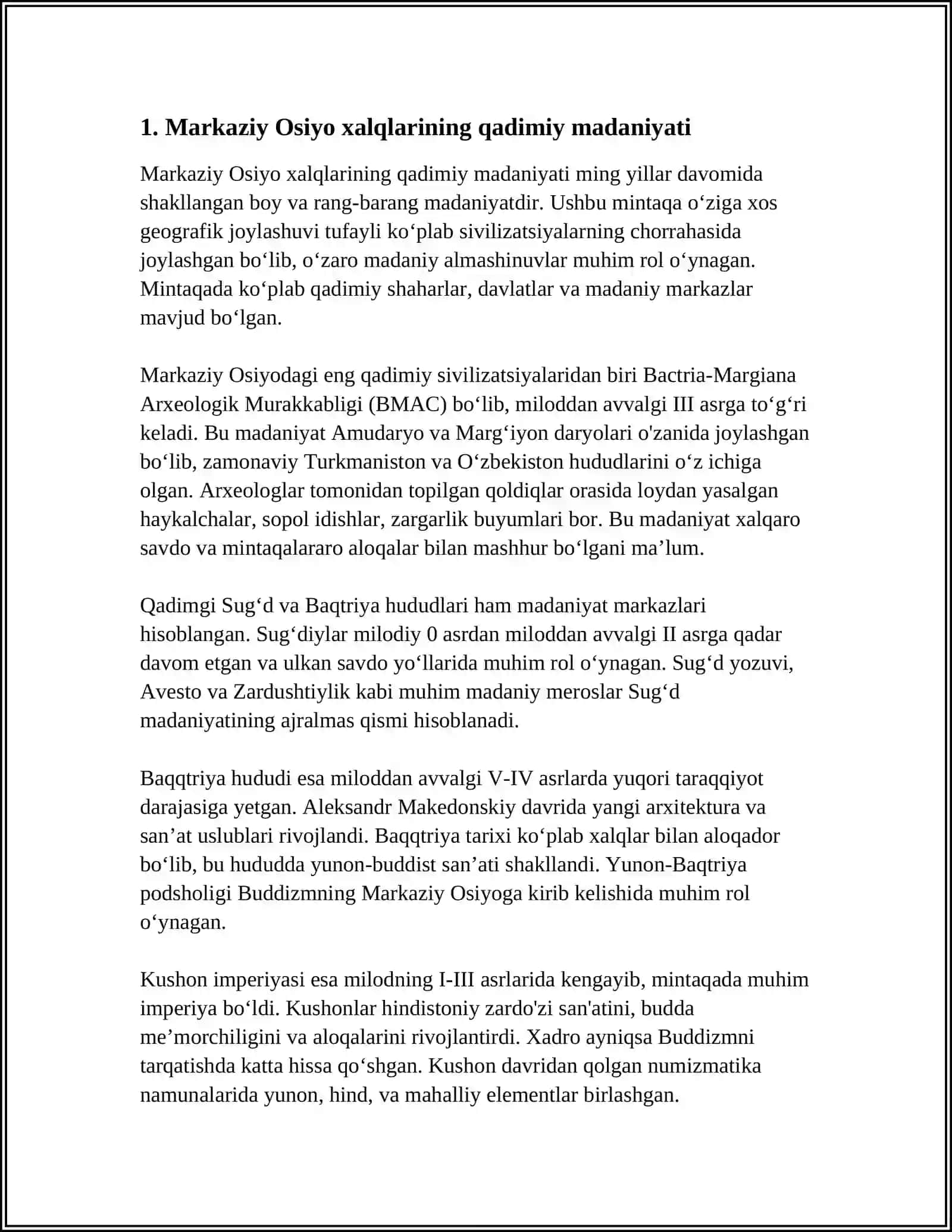 MARKAZIY OSIYODA ISTIQOMAT QILAYOTGAN XALQLARNING TARIXI, MADANIYATI 3
