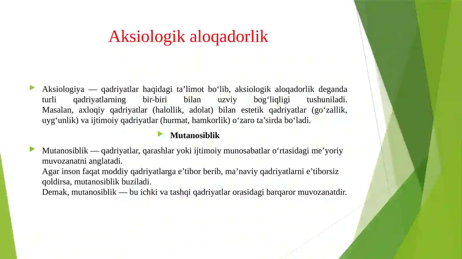 AKSIOLOGIK ALOQADORLIK MUTANOSIBLIK VA UYG'UNLIK 3