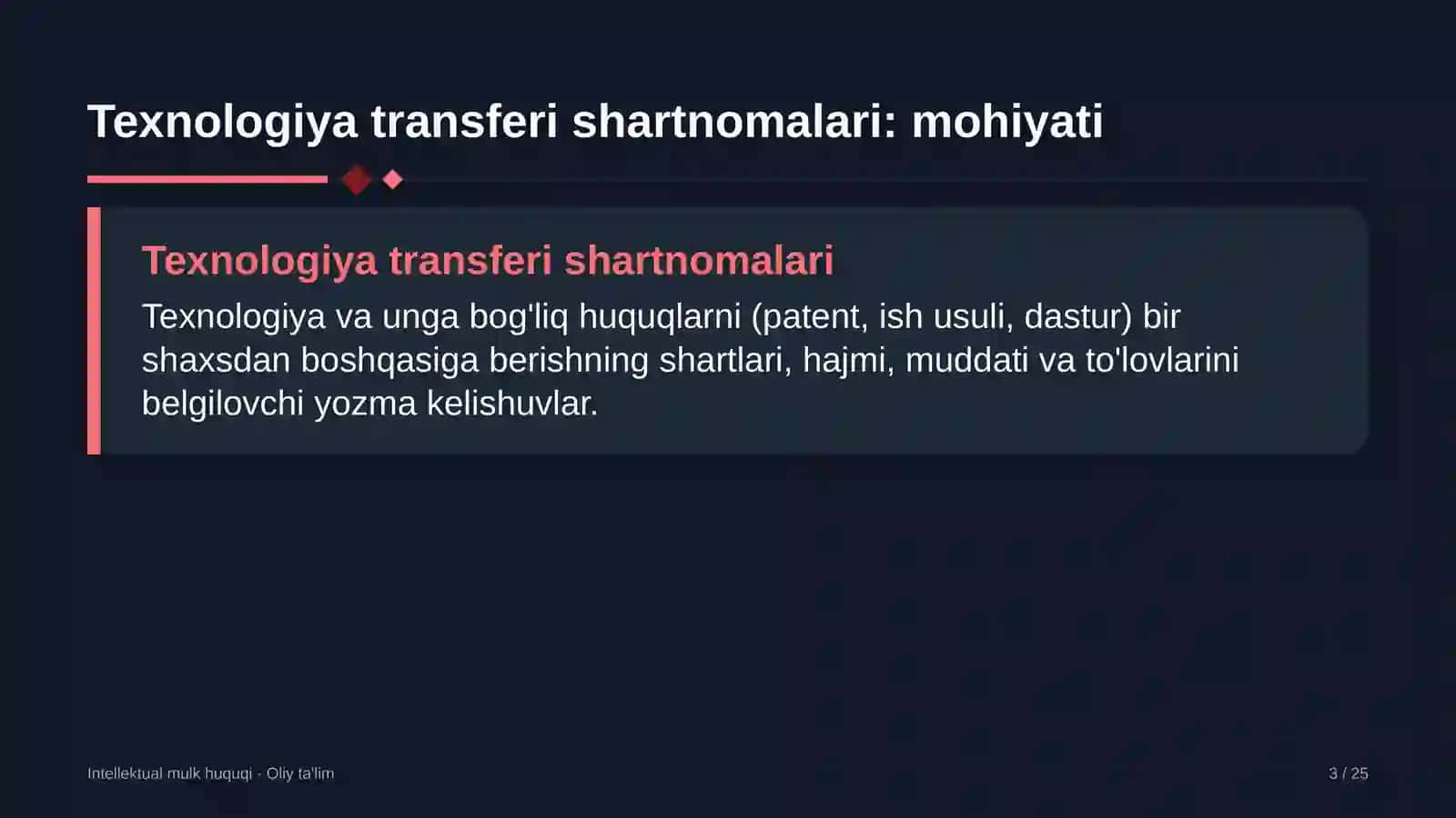 Kempinglarda texnologiyalarni transfer qilish shartnomalari 3