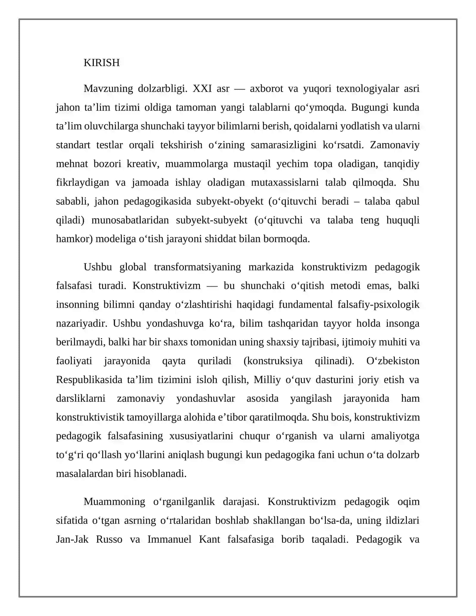 Konstruktivizm pedagogik falsafasiga xos xususiyatlarni aniqlash va ularni amaliyotga qo‘llash 3