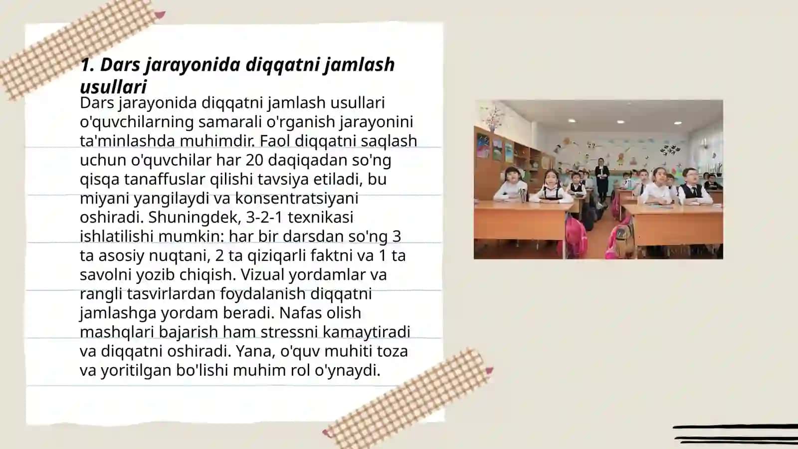 O'qituvchining diqqati va dars jarayonida undan foydalanish yoʻllari 3