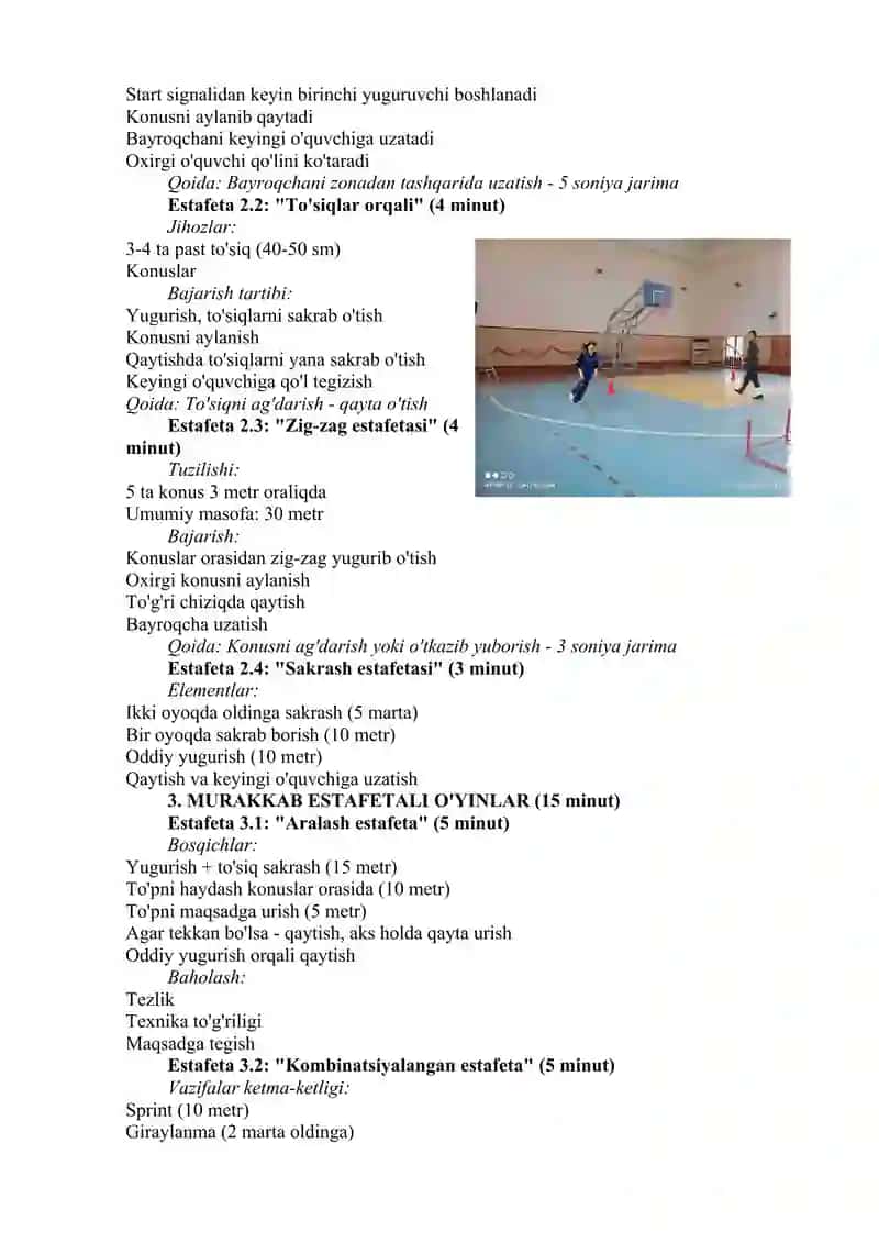 Estafetali o‘yinlarni o‘rgatish.Individual texnik harakatlarni takomillashtirish 3