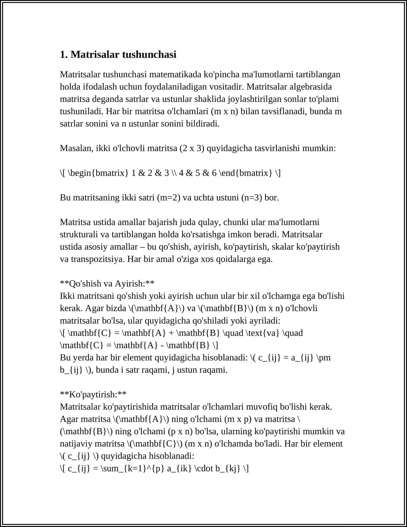 MATRISALAR ALGEBRASI 3