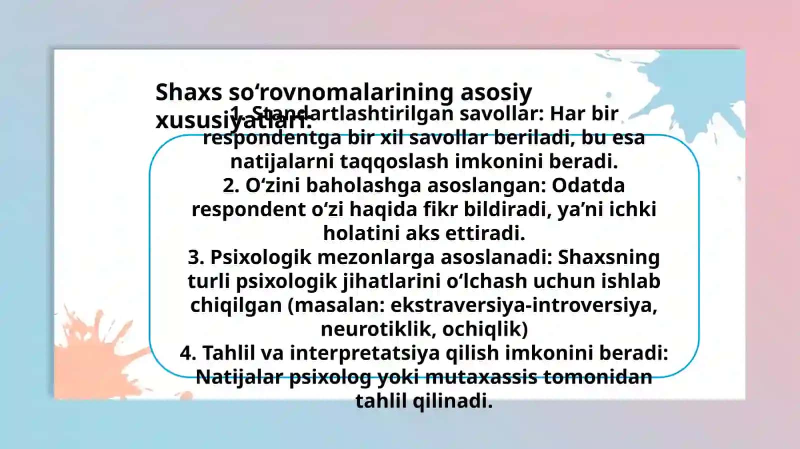 Shaxs so‘rovnomalari 3