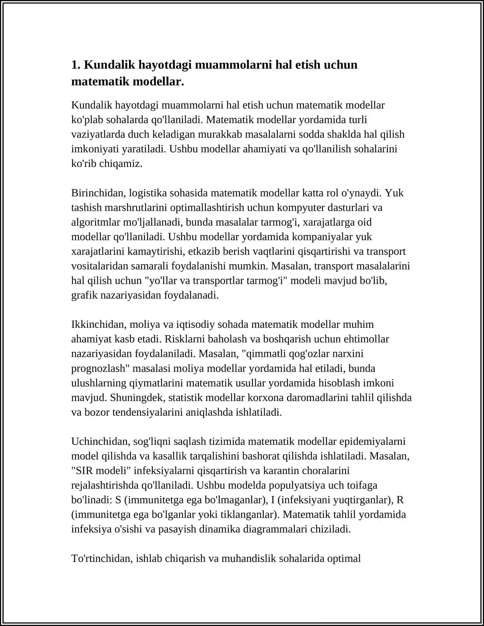 KONTEKSTLI(KUNDALIK HAYOTGA ASOSLANGAN) MASALALARNI TUZISH VA YECHISH 3