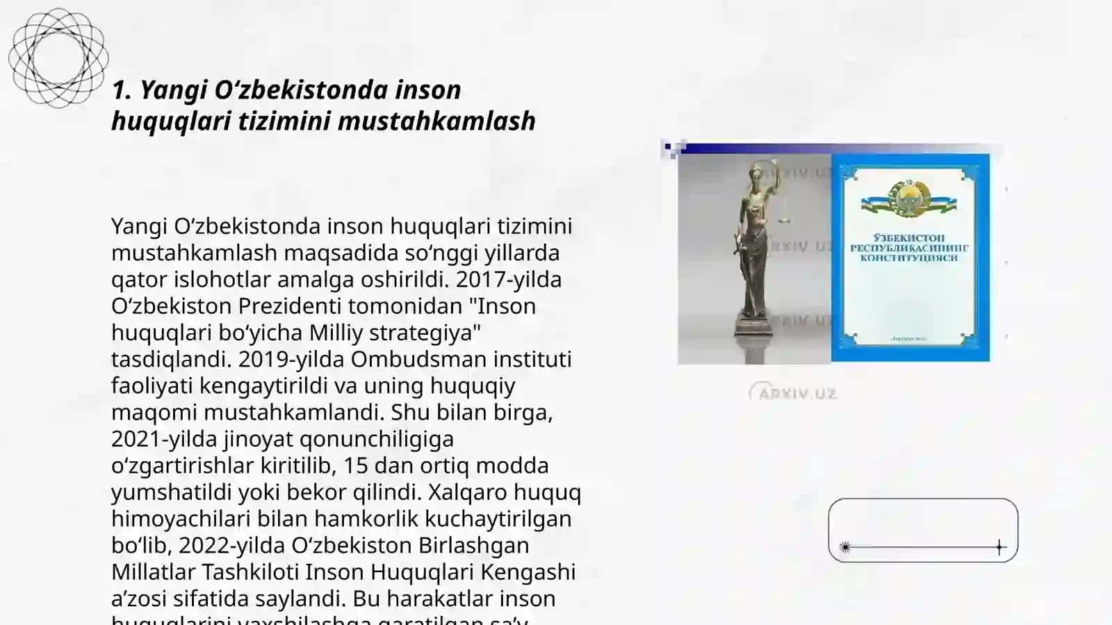 Yangi O‘zbekistonda inson haq-huquqlari va erkinliklari kafolatining yaratilishi 3