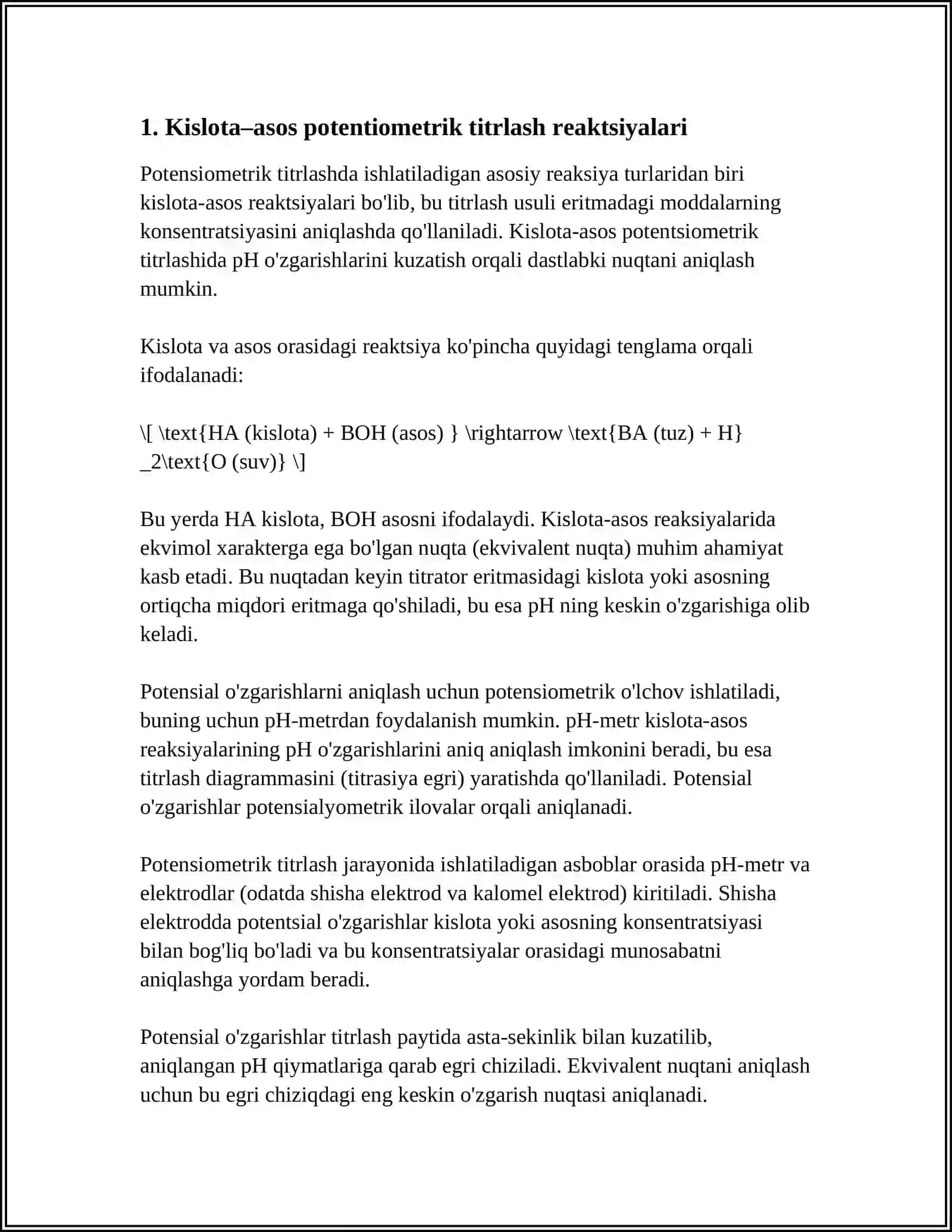 POTENSIOMETRIK TITRLASHDA ISHLATILADIGAN REAKSIYA TURLARI 3